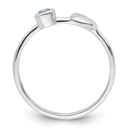 Sterlingsilber Rhodiniert Poliert Herz Aquamarin Ring
