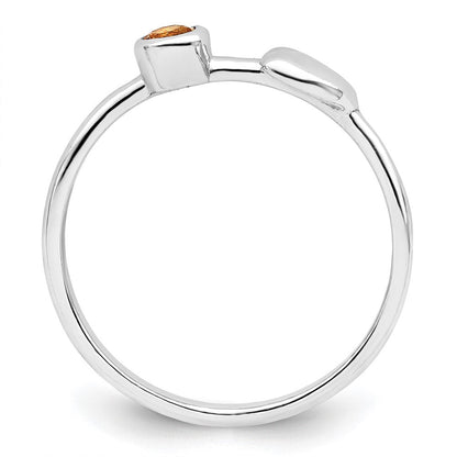 Sterlingsilber Rhodiniert Poliert Herz Citrin Ring