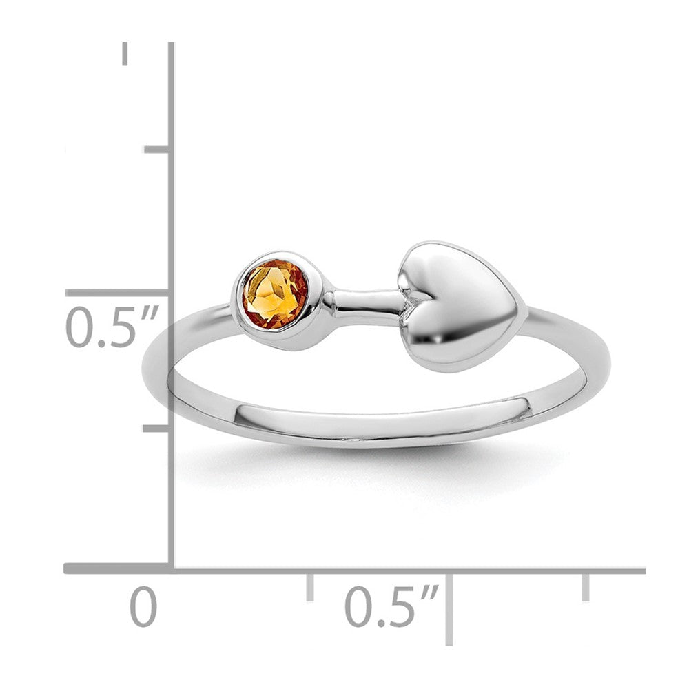Sterlingsilber Rhodiniert Poliert Herz Citrin Ring