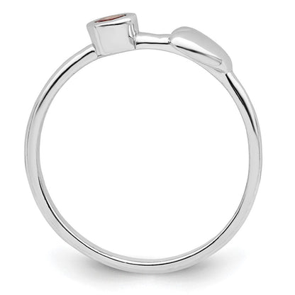 Sterlingsilber Rhodiniert Poliert Herz Rosa Turmalin Ring