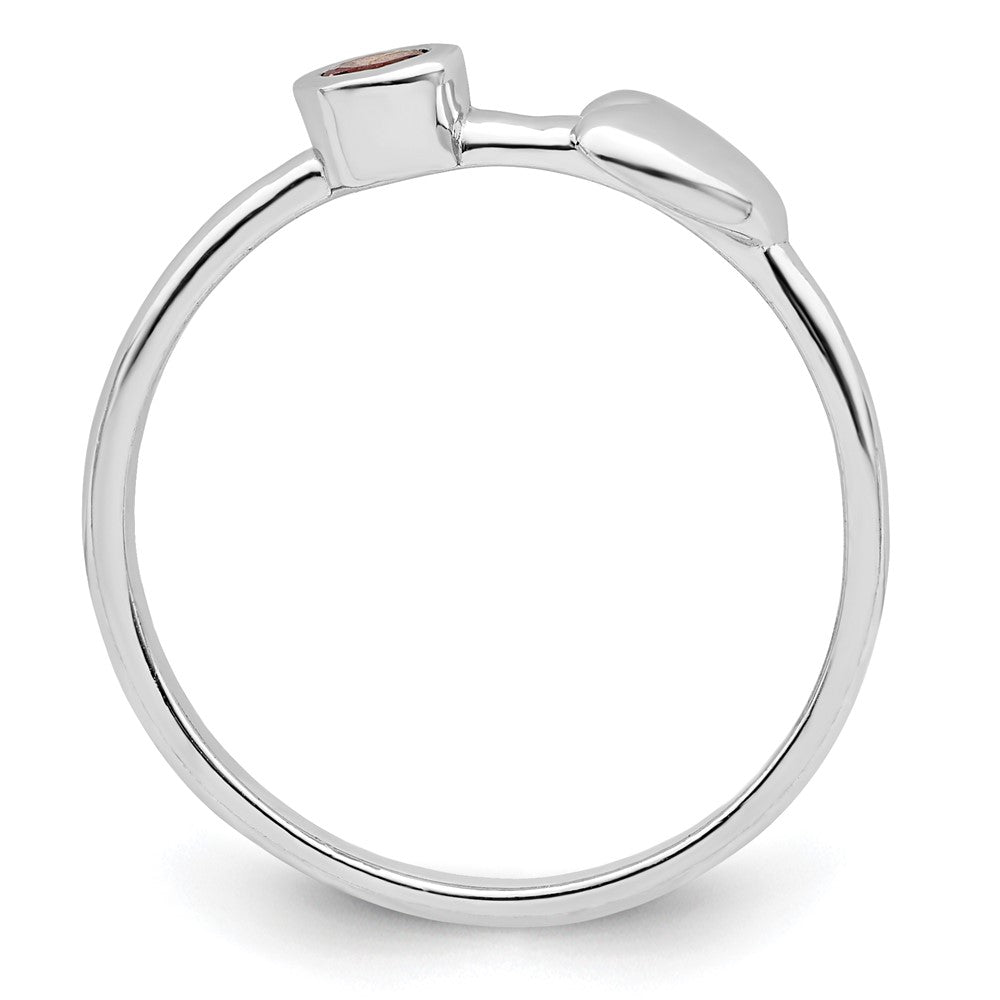 Sterlingsilber Rhodiniert Poliert Herz Rosa Turmalin Ring