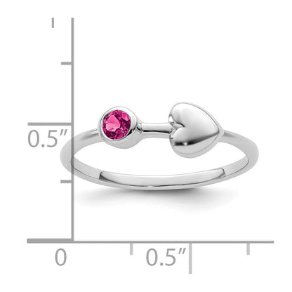 Sterlingsilber Rhodiniert Poliert Herz Rosa Turmalin Ring