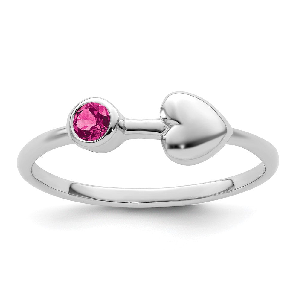 Sterlingsilber Rhodiniert Poliert Herz Rosa Turmalin Ring