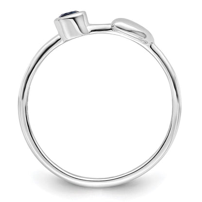 Sterlingsilber Rhodiniert Poliert Herz Im Labor Erzeugt Saphir Ring