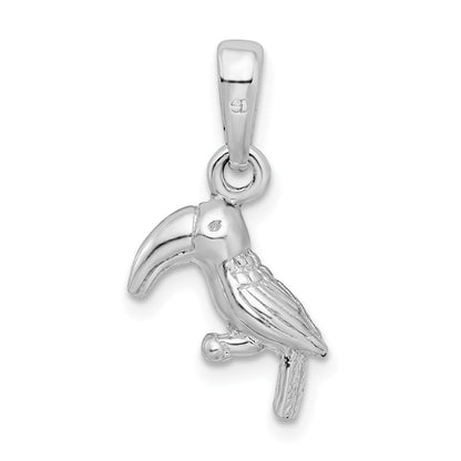 Sterlingsilber De-ani Rhodiniert Poliert 3d Toucan Vogel Anhänger