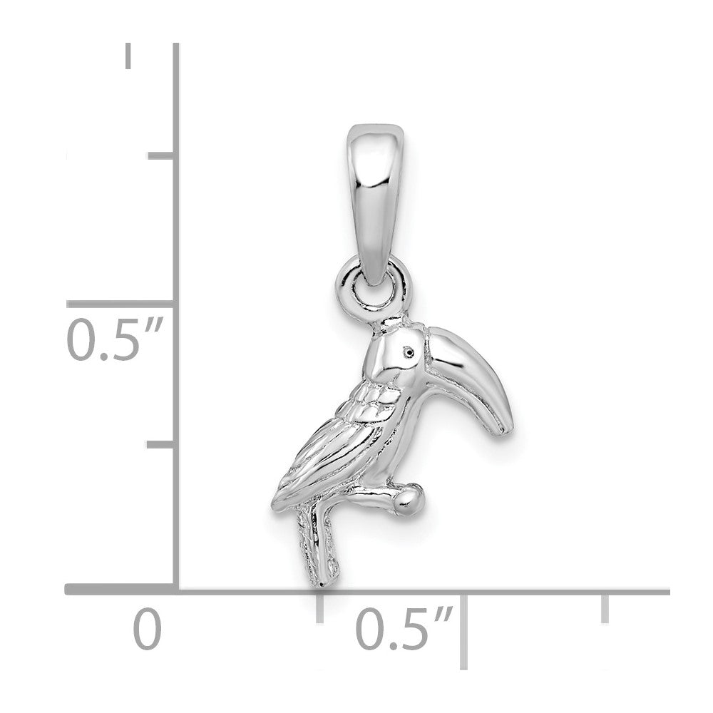 Sterlingsilber De-ani Rhodiniert Poliert 3d Toucan Vogel Anhänger