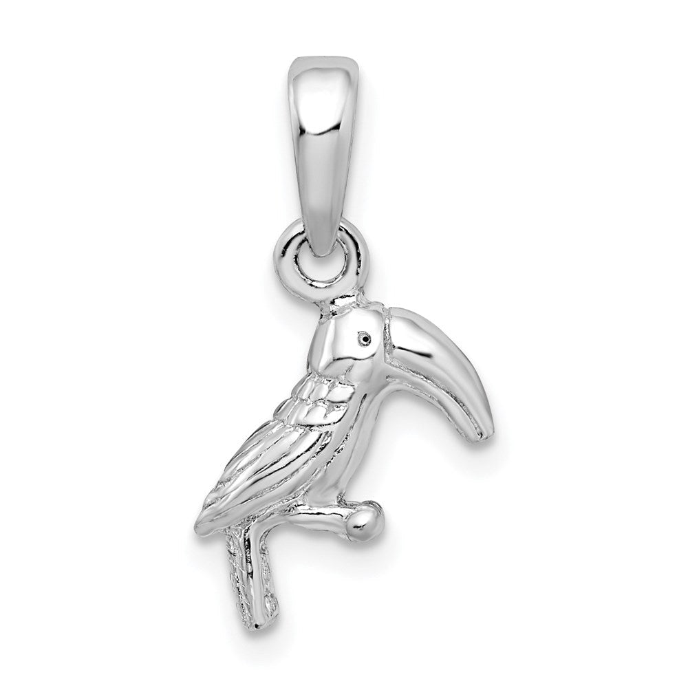 Sterlingsilber De-ani Rhodiniert Poliert 3d Toucan Vogel Anhänger