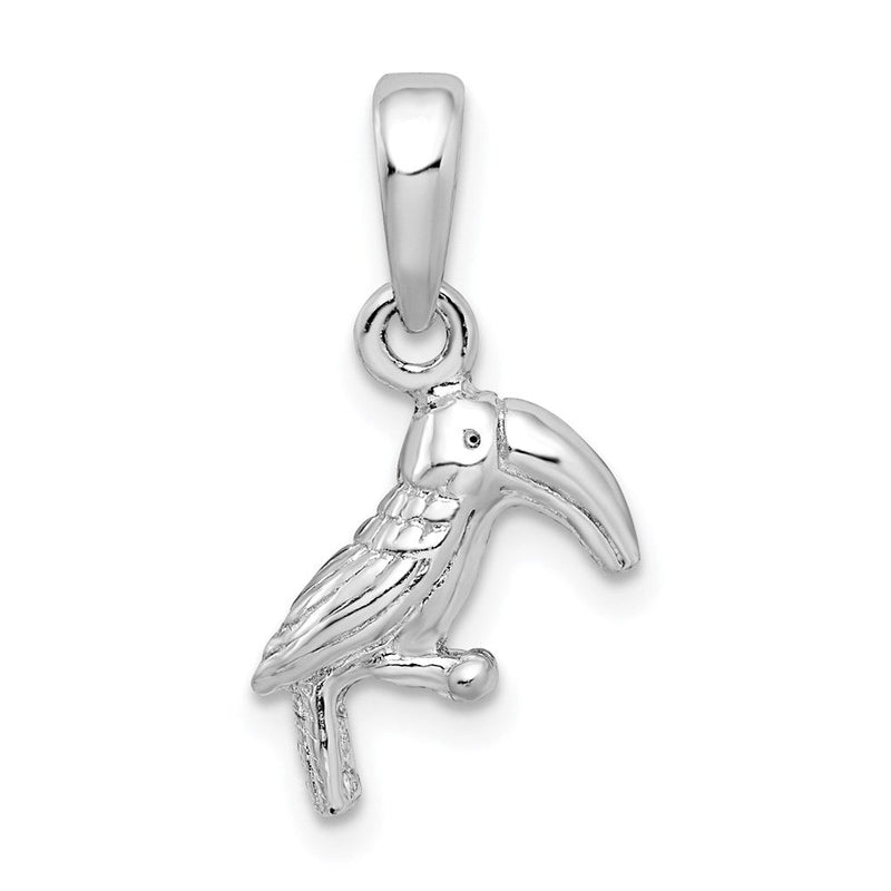 Sterlingsilber De-ani Rhodiniert Poliert 3d Toucan Vogel Anhänger