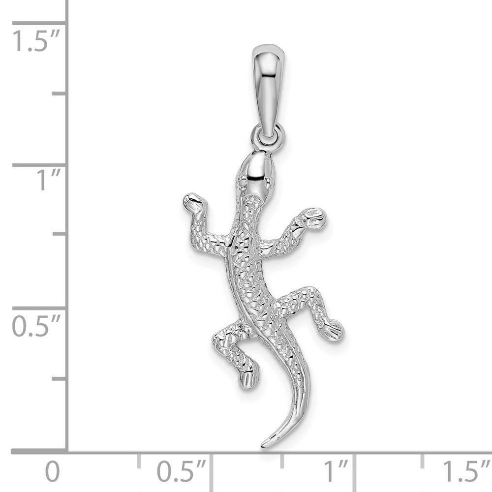 Sterlingsilber De-ani Rhodiniert Poliert und Strukturiert Gecko Anhänger