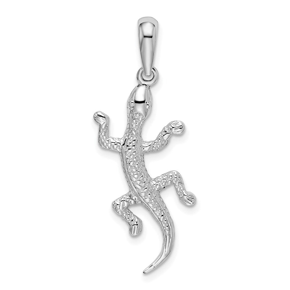 Sterlingsilber De-ani Rhodiniert Poliert und Strukturiert Gecko Anhänger