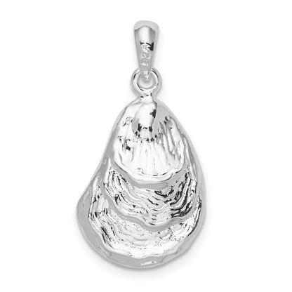 Sterlingsilber De-ani Rhodiniert Poliert und Strukturiert 3d Oyster Muschel Anhänger