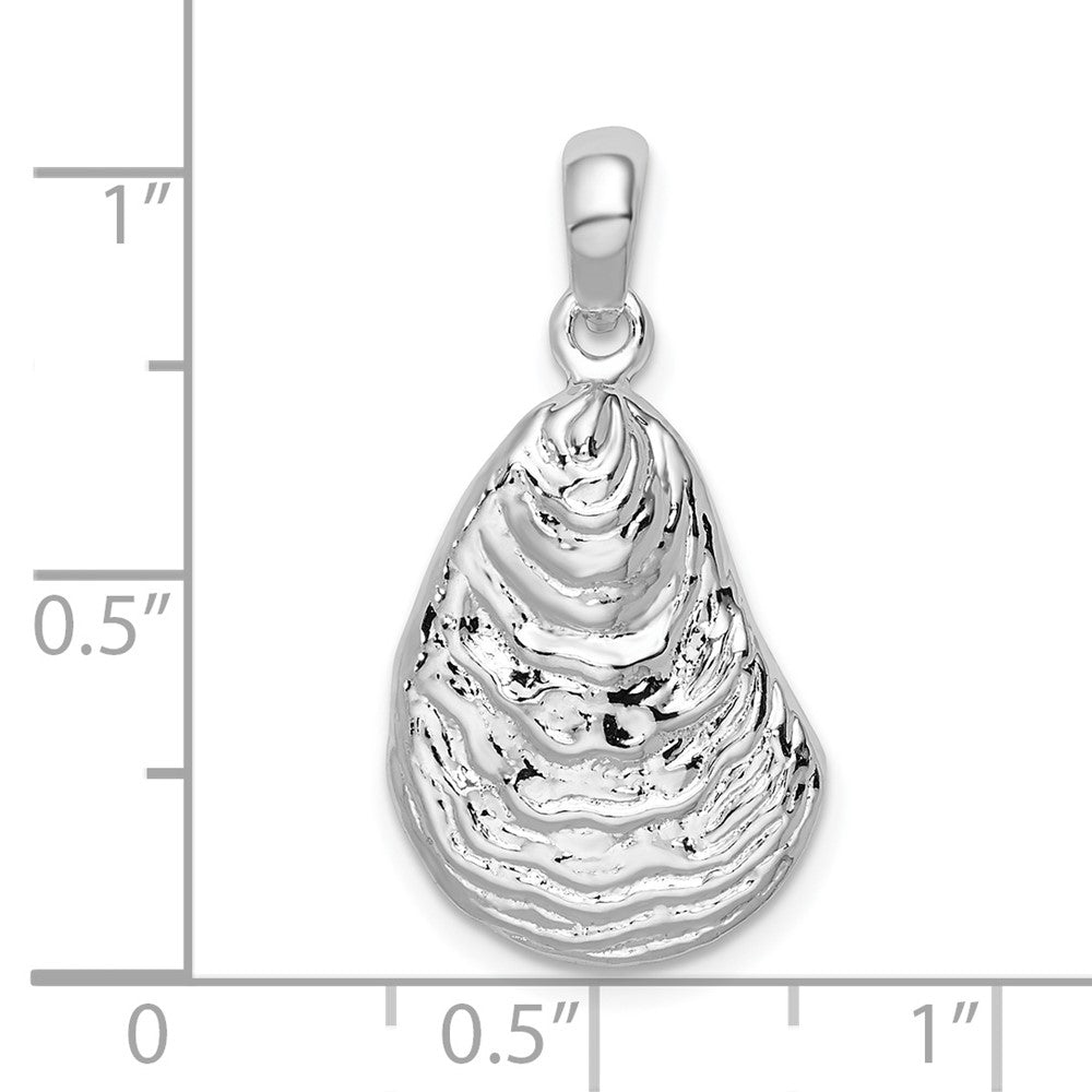 Sterlingsilber De-ani Rhodiniert Poliert und Strukturiert 3d Oyster Muschel Anhänger