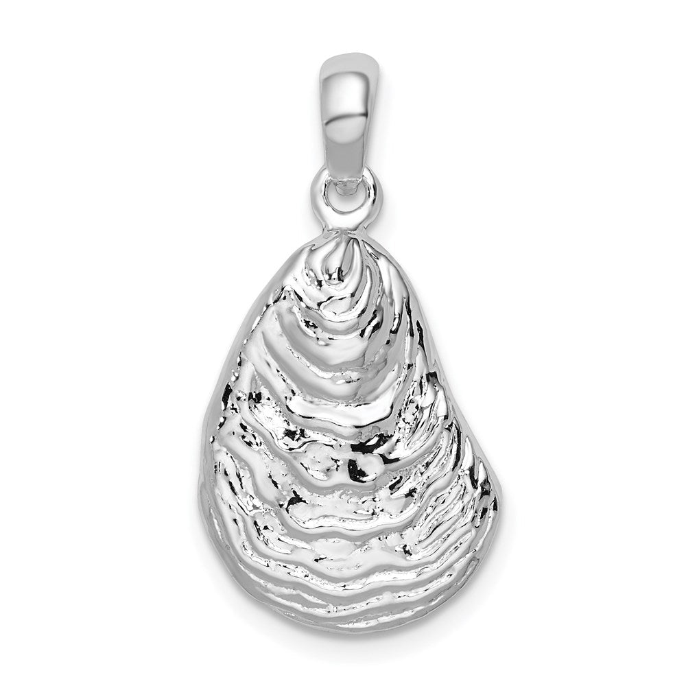 Sterlingsilber De-ani Rhodiniert Poliert und Strukturiert 3d Oyster Muschel Anhänger