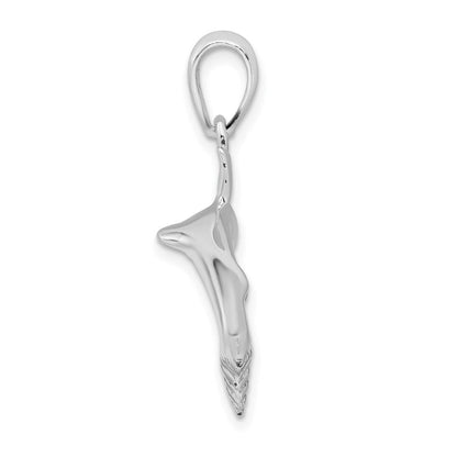 Sterlingsilber De-ani Rhodiniert Poliert 3d Blau Shark Anhänger