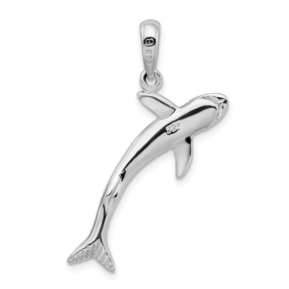 Sterlingsilber De-ani Rhodiniert Poliert 3d Blau Shark Anhänger