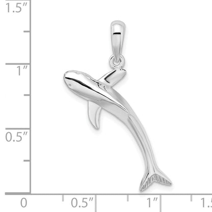 Sterlingsilber De-ani Rhodiniert Poliert 3d Blau Shark Anhänger