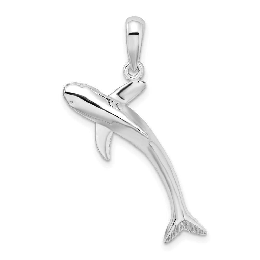 Sterlingsilber De-ani Rhodiniert Poliert 3d Blau Shark Anhänger