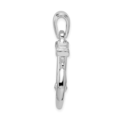 Sterlingsilber De-ani Rhodiniert Poliert 3d Anker mit Kette Anhänger