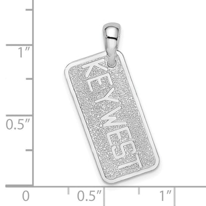 Sterlingsilber De-ani Rhodiniert Poliert und Strukturiert Key West License Anhänger