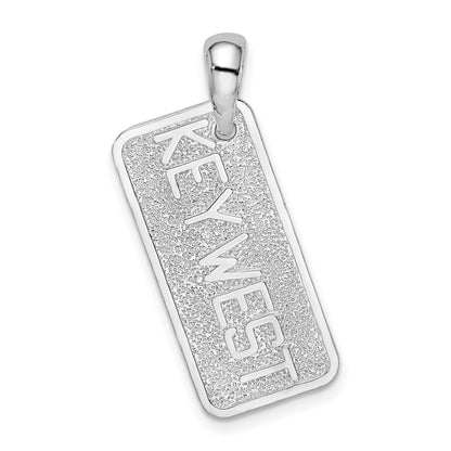 Sterlingsilber De-ani Rhodiniert Poliert und Strukturiert Key West License Anhänger