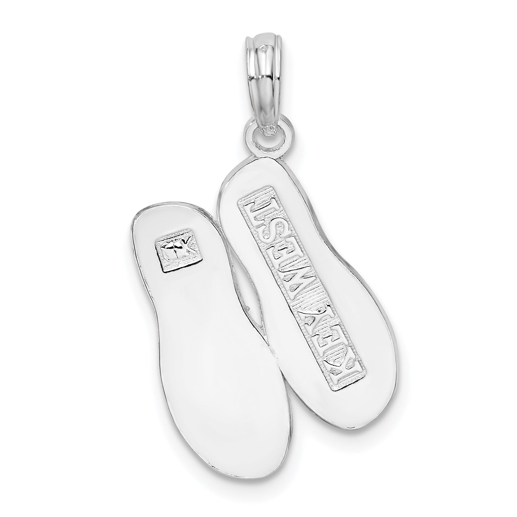 Sterlingsilber De-ani Rhodiniert Poliert und Strukturiert Key West Flip Flops Anhänger