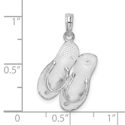 Sterlingsilber De-ani Rhodiniert Poliert und Strukturiert Key West Flip Flops Anhänger