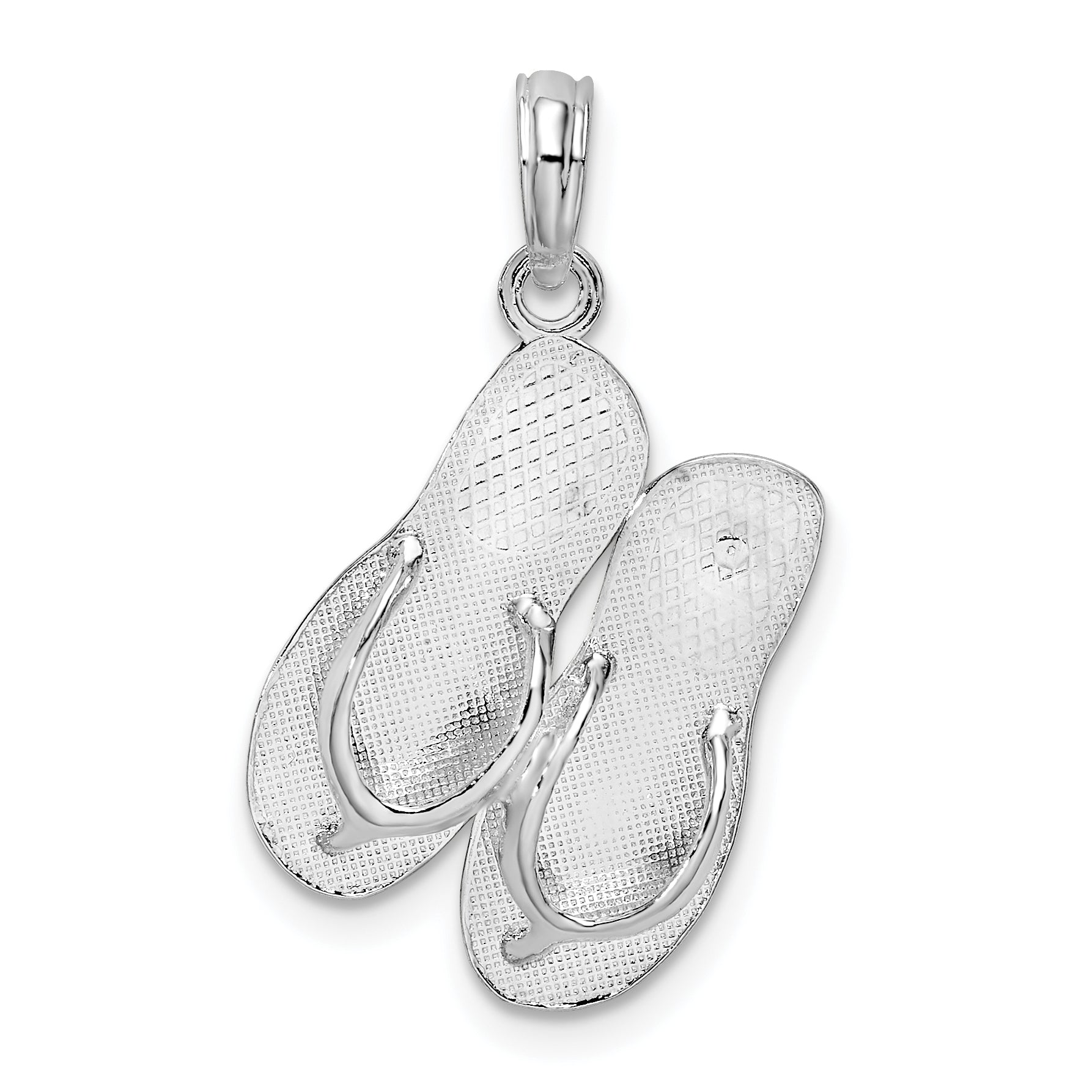Sterlingsilber De-ani Rhodiniert Poliert und Strukturiert Key West Flip Flops Anhänger