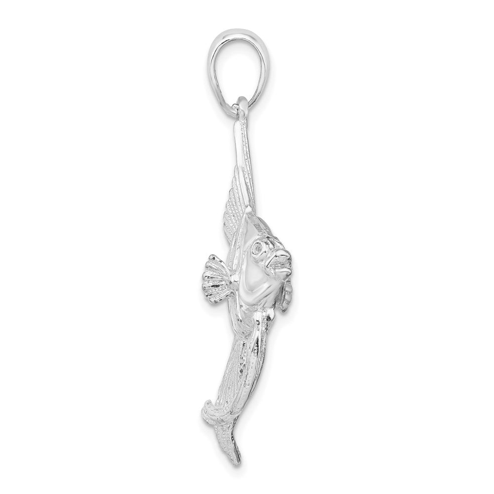 Sterlingsilber De-ani Rhodiniert Poliert und Strukturiert 3d Engel Fisch Anhänger