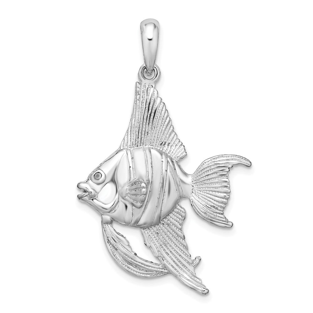 Sterlingsilber De-ani Rhodiniert Poliert und Strukturiert 3d Engel Fisch Anhänger