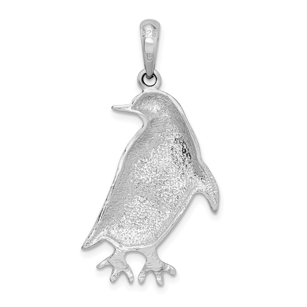 Sterlingsilber De-ani Rhodiniert Poliert und Strukturiert Pinguin Anhänger