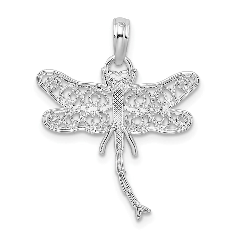 Sterlingsilber De-ani Rhodiniert Poliert Filigran Flügel Libelle Anhänger