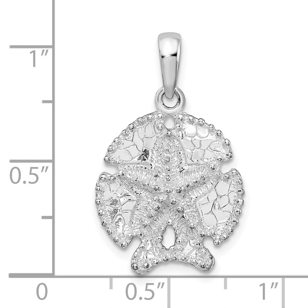 Sterlingsilber De-ani Rhodiniert Poliert und Strukturiert Sand Dollar Anhänger
