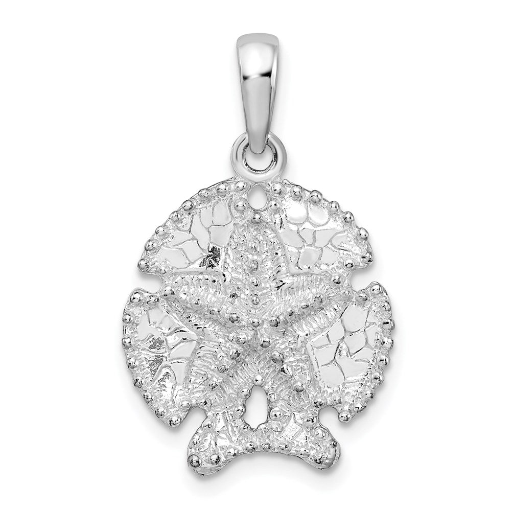 Sterlingsilber De-ani Rhodiniert Poliert und Strukturiert Sand Dollar Anhänger