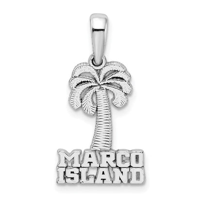 Sterlingsilber De-ani Rhodiniert Poliert Marco Island Palme Baum Anhänger