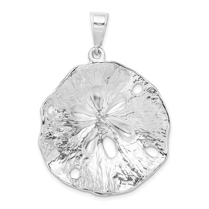 Sterlingsilber De-ani Rhodiniert Poliert und Strukturiert Abgeschrägt Sand Dollar Anhänger