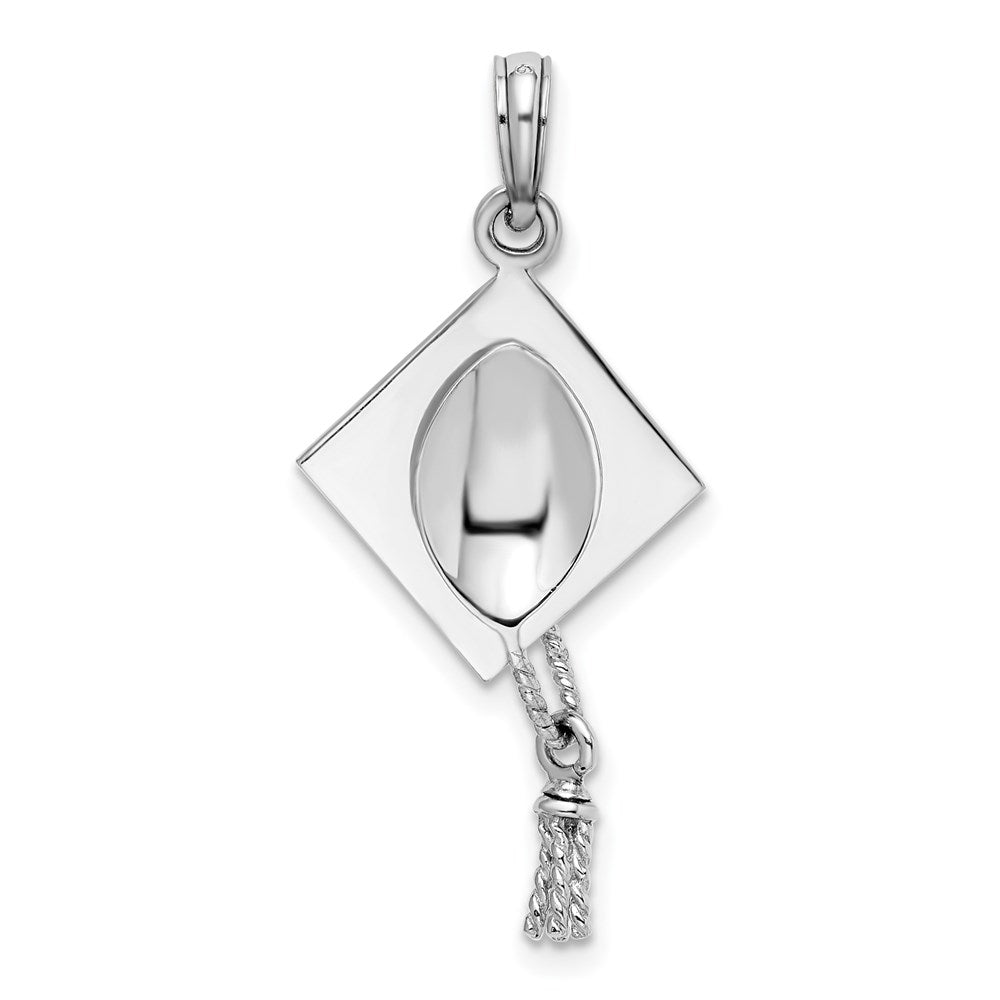 Sterlingsilber De-ani Rhodiniert Poliert 3d Beweglich Tassel Abschluss Cap Anhänger