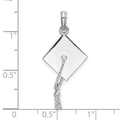 Sterlingsilber De-ani Rhodiniert Poliert 3d Beweglich Tassel Abschluss Cap Anhänger