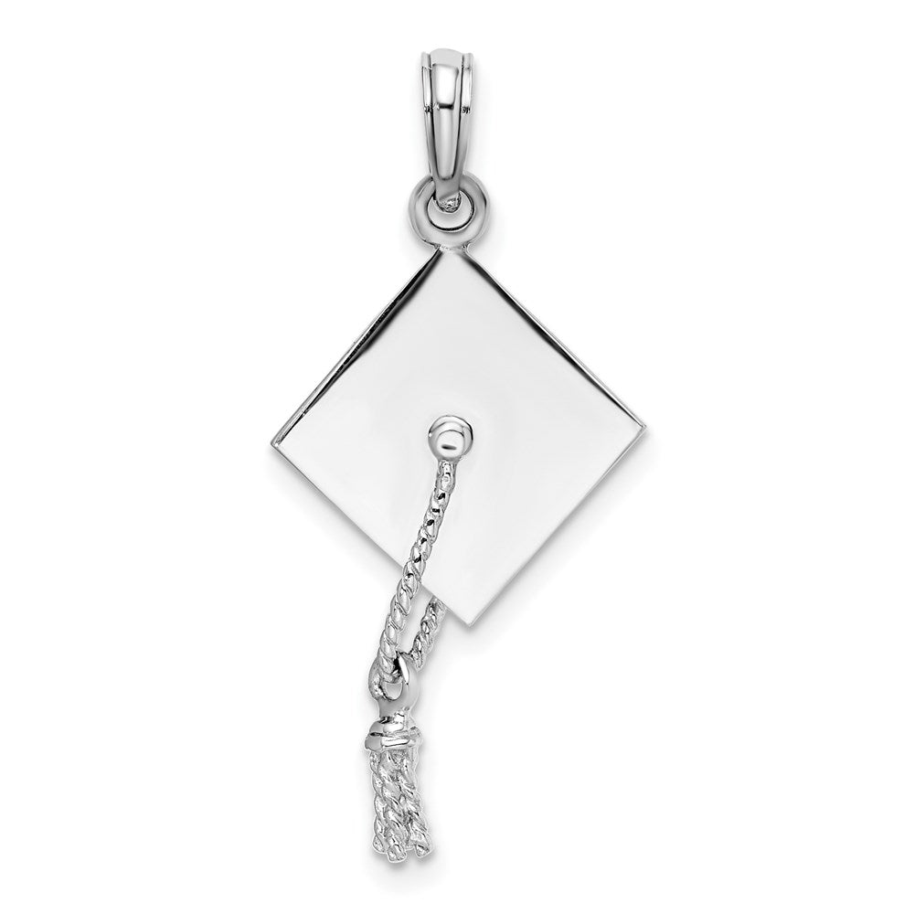 Sterlingsilber De-ani Rhodiniert Poliert 3d Beweglich Tassel Abschluss Cap Anhänger
