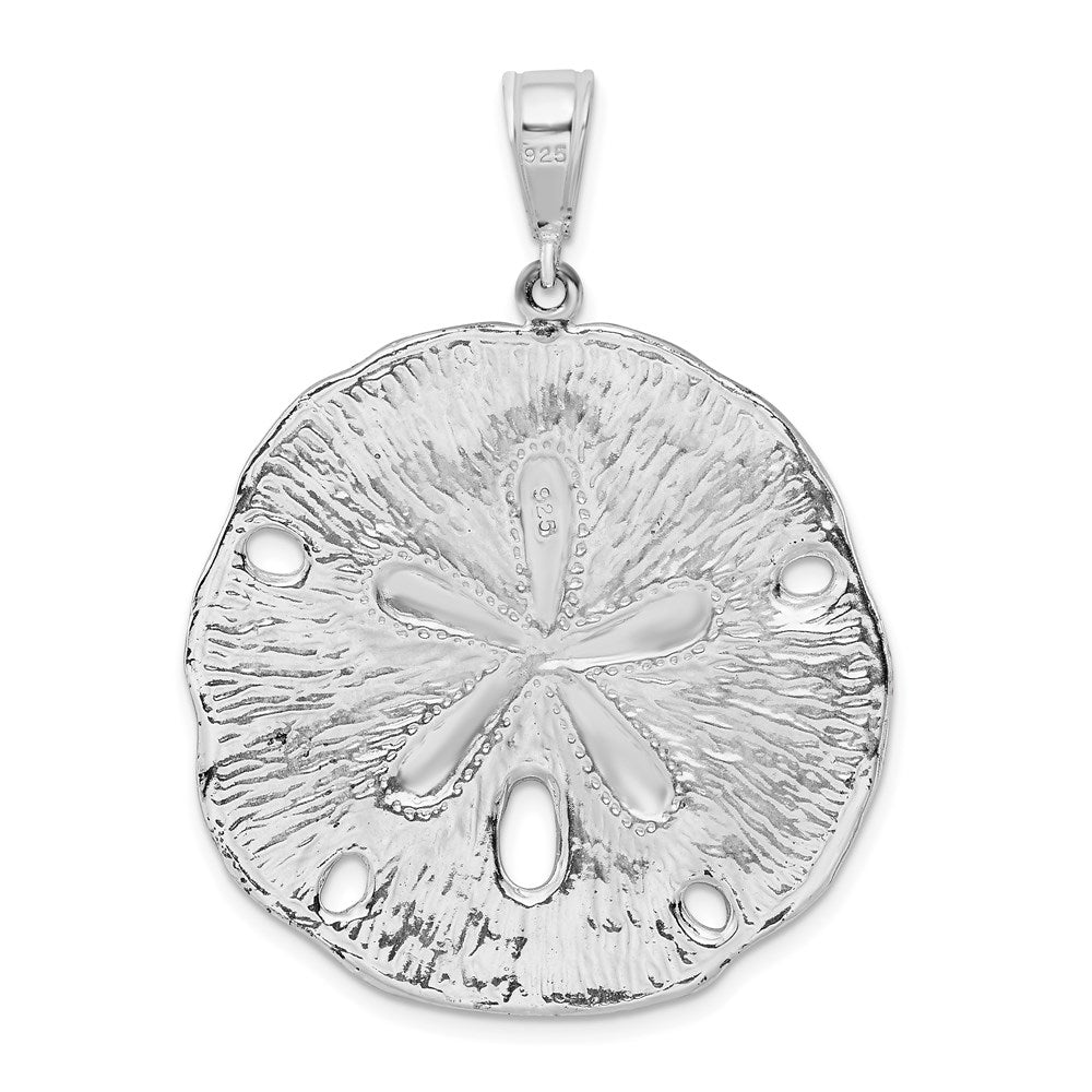 Sterlingsilber De-ani Rhodiniert Poliert und Strukturiert Sand Dollar Anhänger