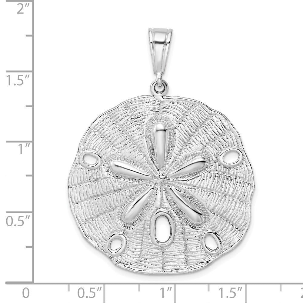 Sterlingsilber De-ani Rhodiniert Poliert und Strukturiert Sand Dollar Anhänger