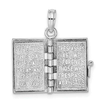 Sterlingsilber De-ani Rhodiniert 3d Beweglich Lords Gebet Bible Anhänger