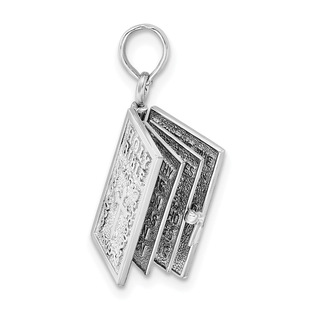 Sterlingsilber De-ani Rhodiniert 3d Beweglich Lords Gebet Bible Anhänger
