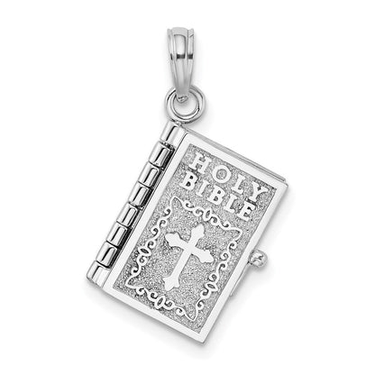 Sterlingsilber De-ani Rhodiniert 3d Beweglich Lords Gebet Bible Anhänger