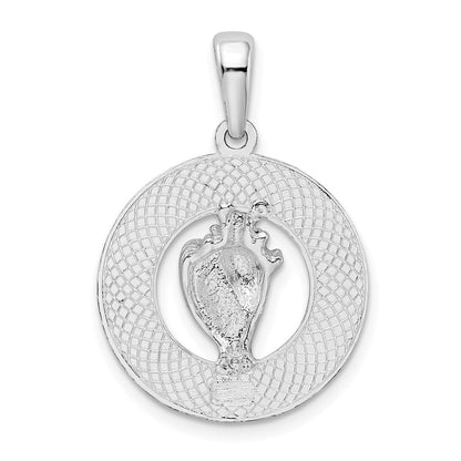 Sterlingsilber De-ani Rhodiniert Poliert St. Augustine mit Muschel Kreis Anhänger