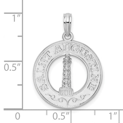 Sterlingsilber De-ani Rhodiniert St. Augustine mit Leuchtturm Kreis Anhänger
