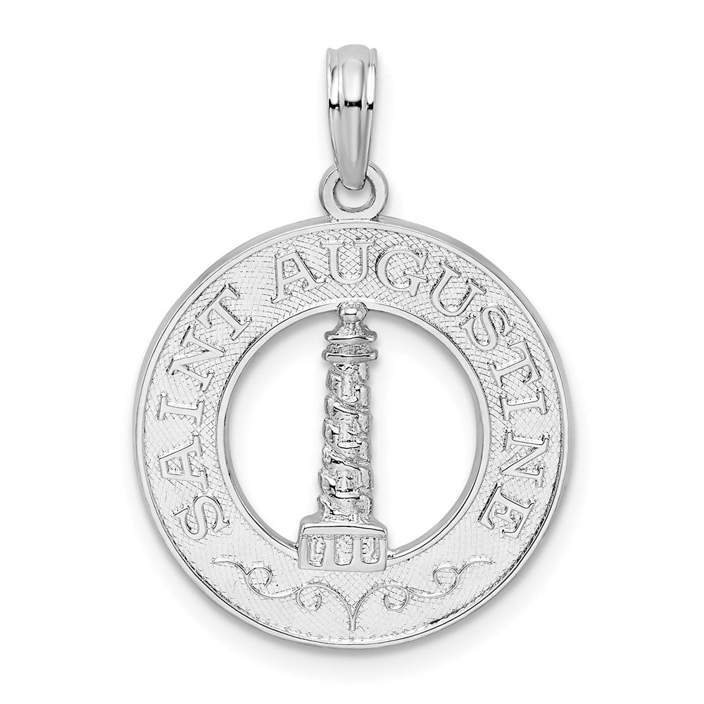 Sterlingsilber De-ani Rhodiniert St. Augustine mit Leuchtturm Kreis Anhänger