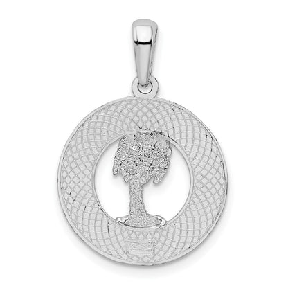Sterlingsilber De-ani Rhodiniert St. Augustine mit Palme Baum Kreis Anhänger