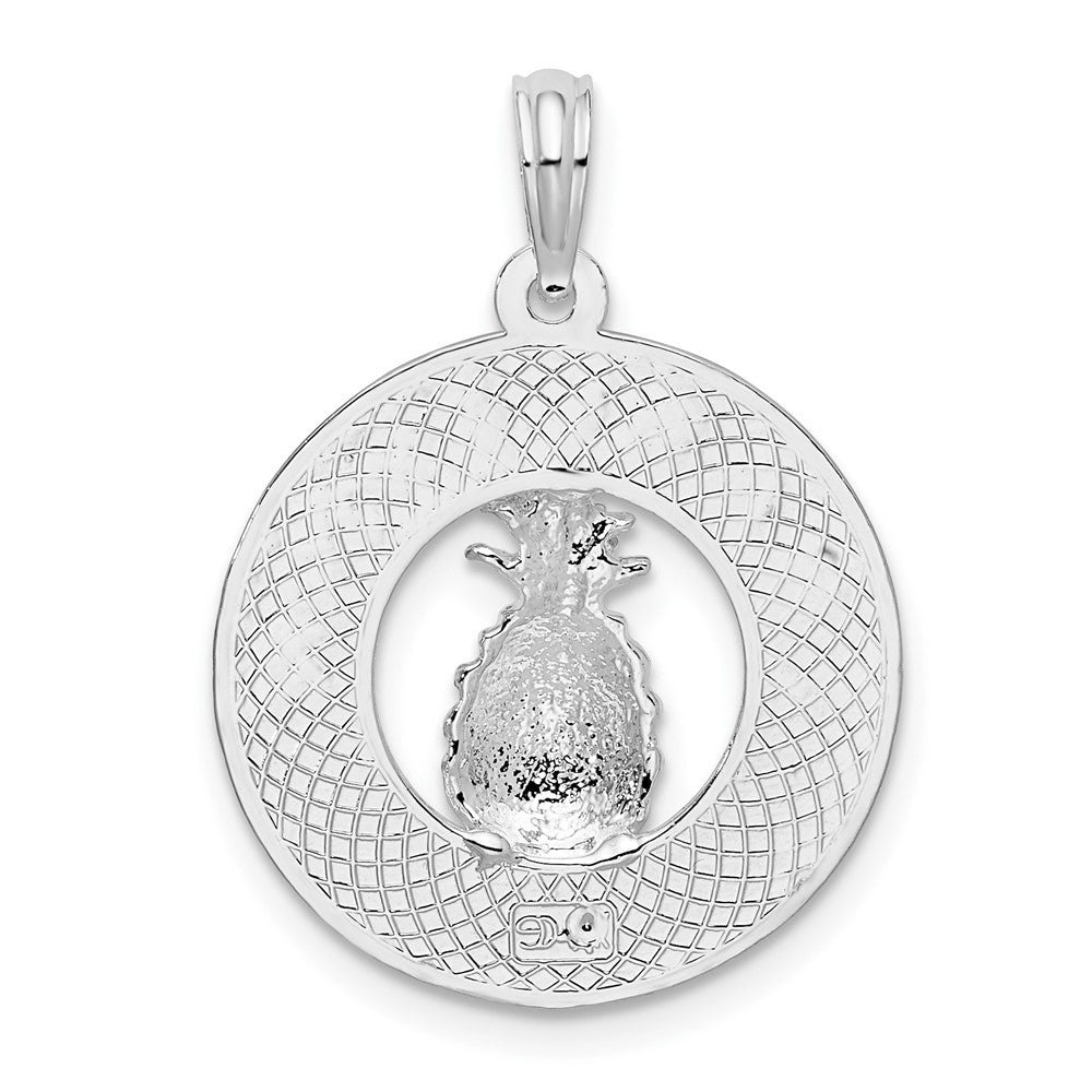Sterlingsilber De-ani Rhodiniert Charleston mit Pineapple Kreis Anhänger