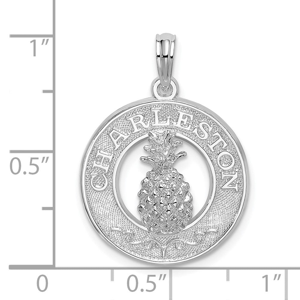 Sterlingsilber De-ani Rhodiniert Charleston mit Pineapple Kreis Anhänger
