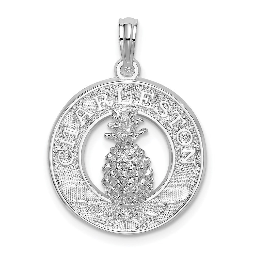 Sterlingsilber De-ani Rhodiniert Charleston mit Pineapple Kreis Anhänger